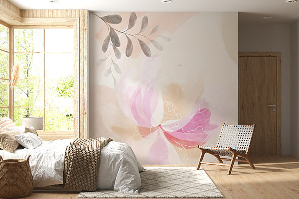 Aguarela floral delicada com folhas Papel de parede Aguarela floral delicada com folhas