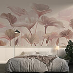 Papel de parede Padrão elegante de desenho floral em tons pastel.