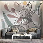 Papel de parede Elegância floral abstrata em tons pastel.