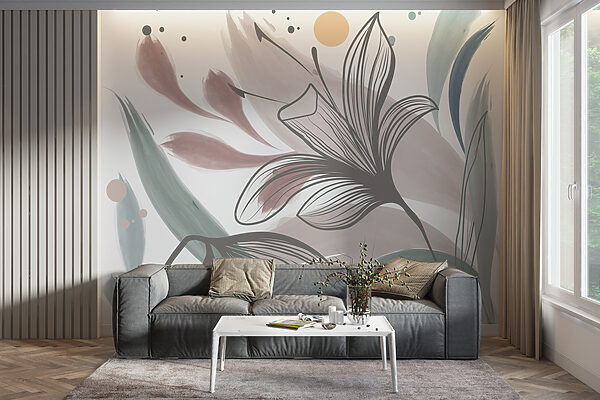 Elegância floral abstrata em tons pastel Papel de parede Elegância floral abstrata em tons pastel