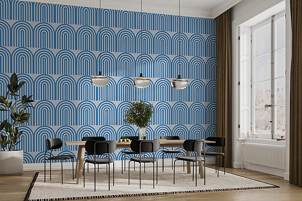 Papel de parede Papel de parede Padrão azul e branco (REF: w00484)