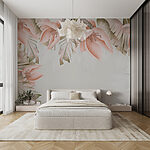Papel de parede Rebordo floral com pétalas cor-de-rosa suaves