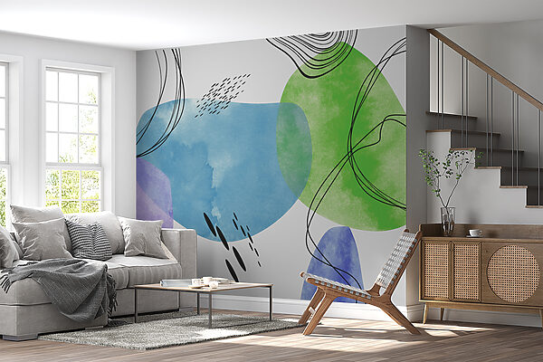 Arte verde e azul Papel de parede Arte verde e azul