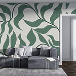Papel de parede Folhas verdes entrelaçam-se num design gracioso.