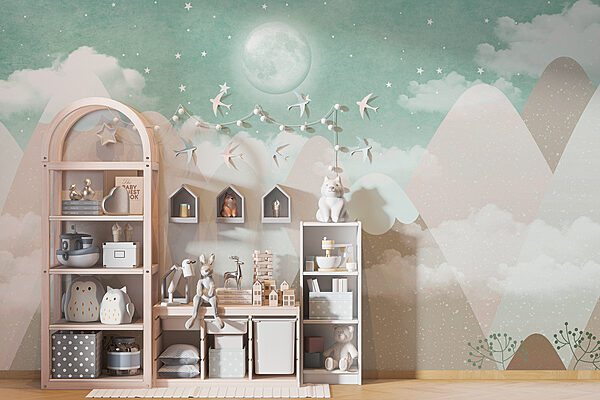 Lua e estrelas no céu Papel de parede Lua e estrelas no céu