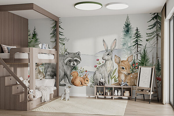 Grupo de animais numa floresta Papel de parede Grupo de animais numa floresta