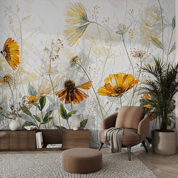 Papel de parede Flores silvestres a dançar ao sabor da brisa