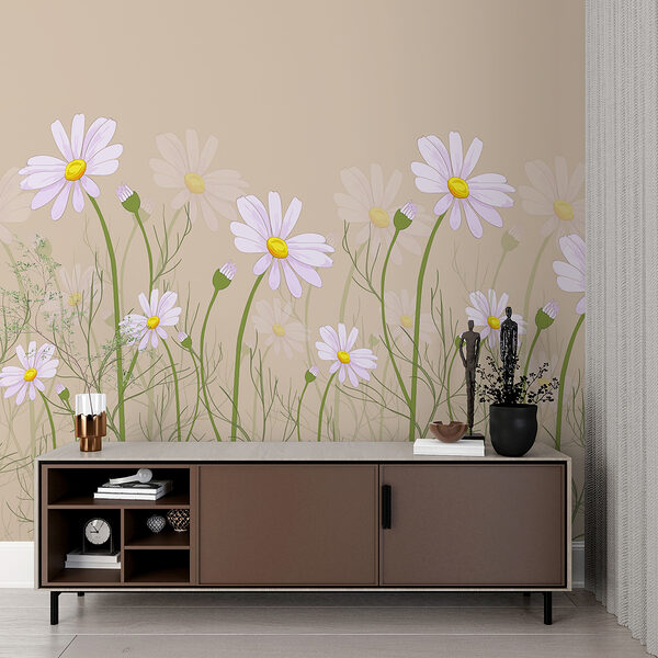 Papel de parede Margaridas em flor sob o céu de primavera