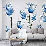 Papel de parede Delicadas flores azuis em flor