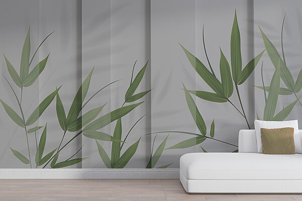 Papel de parede Elegantes folhas e sombras de bambu (REF: w00777) Papel de parede Papel de parede Elegantes folhas e sombras de bambu (REF: w00777)