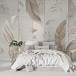 Papel de parede Folhas elegantes com tons pastel suaves.