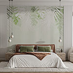 Papel de parede Folhas brancas e verdes