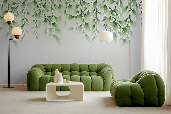 Folhas verdes sobre um fundo branco Papel de parede Folhas verdes sobre um fundo branco