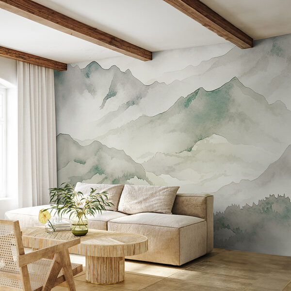 Pintura a aguarela de montanhas Papel de parede Pintura a aguarela de montanhas