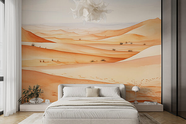 Paisagem desértica com dunas de areia Papel de parede Paisagem desértica com dunas de areia