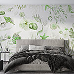 Papel de parede Conchas e folhas em harmonia