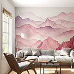 Papel de parede Pintura de uma cadeia de montanhas