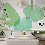 Papel de parede Fundo verde e branco com círculos e linhas