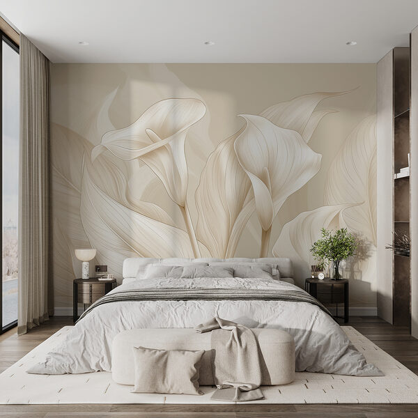 Papel de parede Lírios elegantes em tons suaves