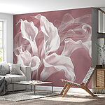 Papel de parede Elegantes flores brancas sobre fundo cor-de-rosa