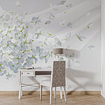 Papel de parede Flores brancas a voar no ar