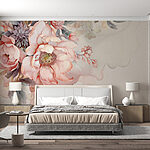 Papel de parede Flores de aguarela em tons pastel suaves.