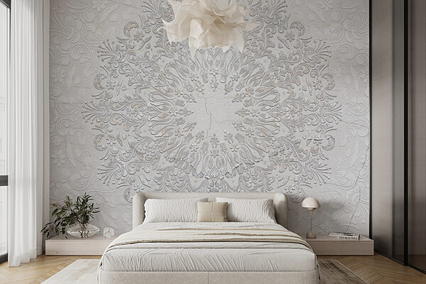 Desenho floral branco sobre uma superfície branca Papel de parede Desenho floral branco sobre uma superfície branca
