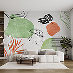 Papel de parede Arte verde e laranja