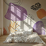 Papel de parede Arte em roxo e amarelo