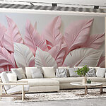 Papel de parede Grupo de folhas cor-de-rosa e brancas