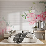 Papel de parede Flores brancas e cor-de-rosa sobre um fundo branco