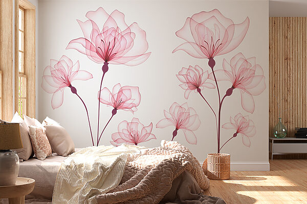 Papel de parede Grupo de flores cor-de-rosa