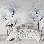 Papel de parede Flores transparentes sobre um fundo branco