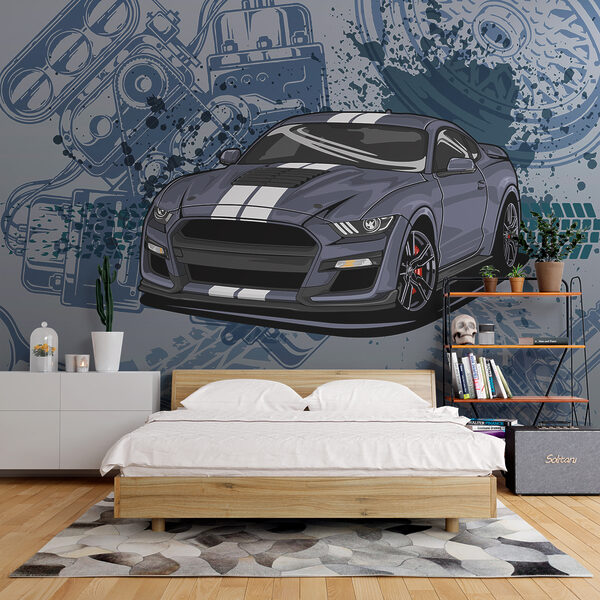 Papel de parede Carro com uma chave inglesa e rodas (REF: w01218) Papel de parede Papel de parede Carro com uma chave inglesa e rodas (REF: w01218)
