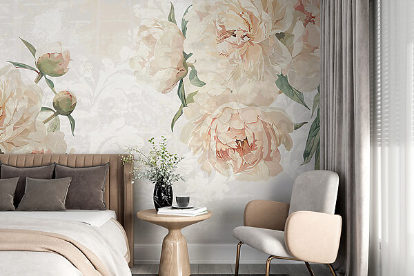 Peónias elegantes em suave floração Papel de parede Peónias elegantes em suave floração