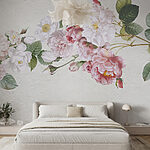 Papel de parede Pintura de flores sobre uma superfície branca