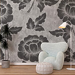 Papel de parede Padrão floral cinzento e branco