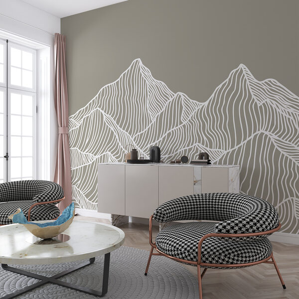 Arte de linhas brancas de montanhas Papel de parede Arte de linhas brancas de montanhas
