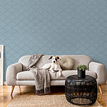 Papel de parede Padrão azul e branco