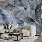 Papel de parede Elegantes folhas azuis em abstrato.