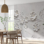 Papel de parede Flores brancas numa superfície branca