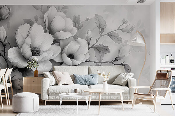 Florescência monocromática numa elegância serena Papel de parede Florescência monocromática numa elegância serena