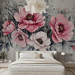 Papel de parede Pintura de flores cor-de-rosa