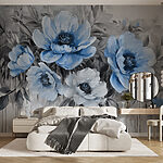 Papel de parede Pintura de flores azuis