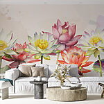 Papel de parede Grupo de flores coloridas