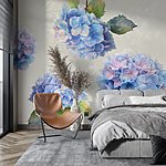 Papel de parede Grupo de flores azuis