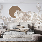 Papel de parede Mulher com cabelo comprido e flores