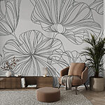 Papel de parede Padrão de flores num fundo branco
