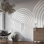 Papel de parede Fundo branco e cinzento com linhas curvas