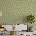 Papel de parede Padrão verde e branco